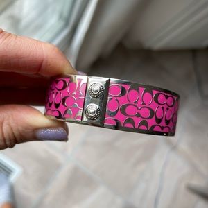 Pink & silver Coach “C” bangle bracelet